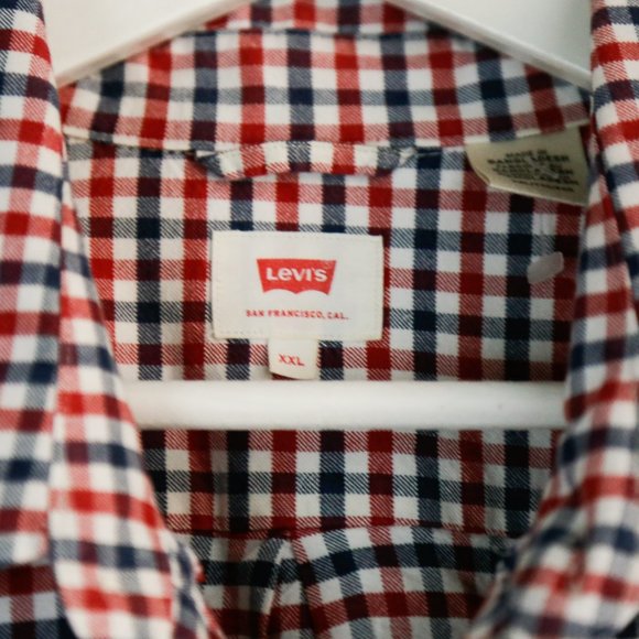 NWOT LEVI's Red Blue Checkered Print Button Up Casual Shirt XXL - Picture 5 of 8